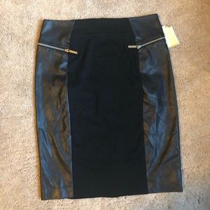 Michael Kors Faux Leather and Ponte pencil Skirt